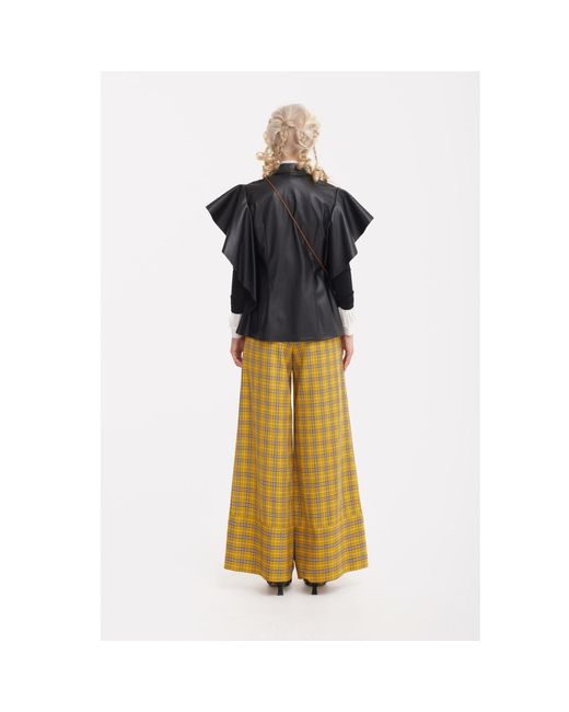 Julia Allert Yellow Button Front Palazzo Trousers