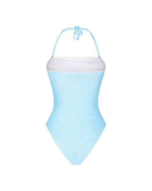 Maison Tangerine Blue Marbella Aqua Crinkle Swimsuit
