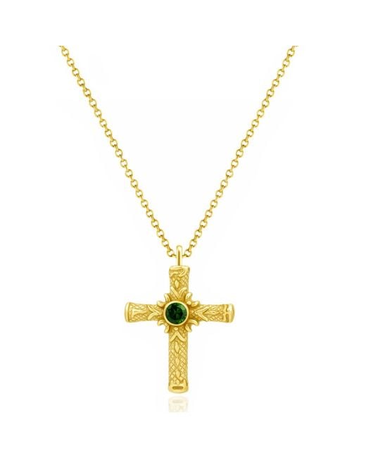 Unaloe Metallic Vermeil Spiritual Cross Necklace Emerald– Elegant Jewelry For And