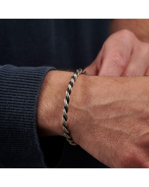 Posh Totty Designs Metallic Twisted Oxidised Sterling Cuff for men