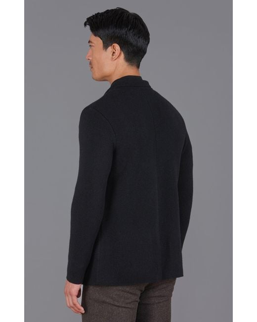 Paul James Knitwear Blue Midweight Lambswool Benedict Knitted Blazer for men
