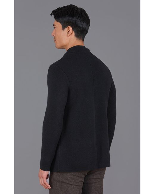 Paul James Knitwear Blue Midweight Lambswool Benedict Knitted Blazer for men