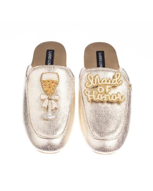 Laines London Natural Classic Mules With Maid Of Honor Brooches