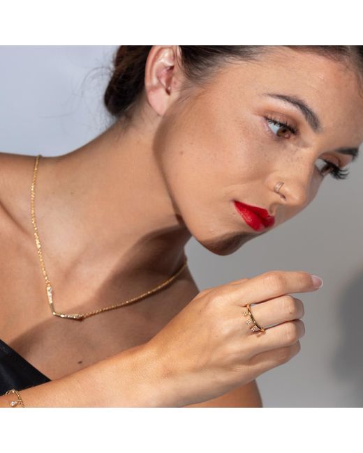 Lucy Quartermaine Metallic Tri Skinny Drip Ring With Topaz