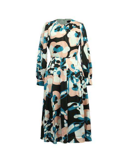 Smart and Joy Green Macro Abstract Print Round Neck Dress