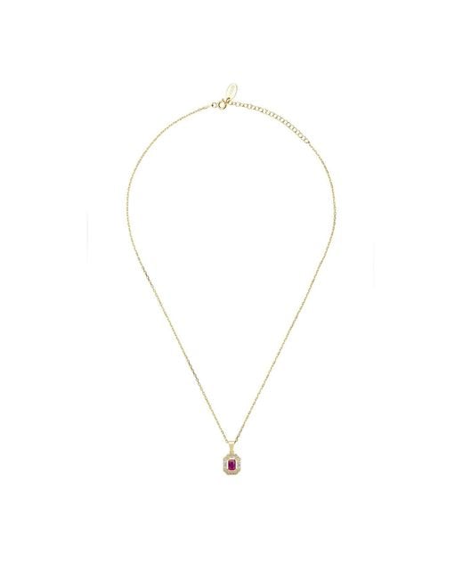 Latelita London Metallic Whistledown Gemstone Pendant Necklace Ruby