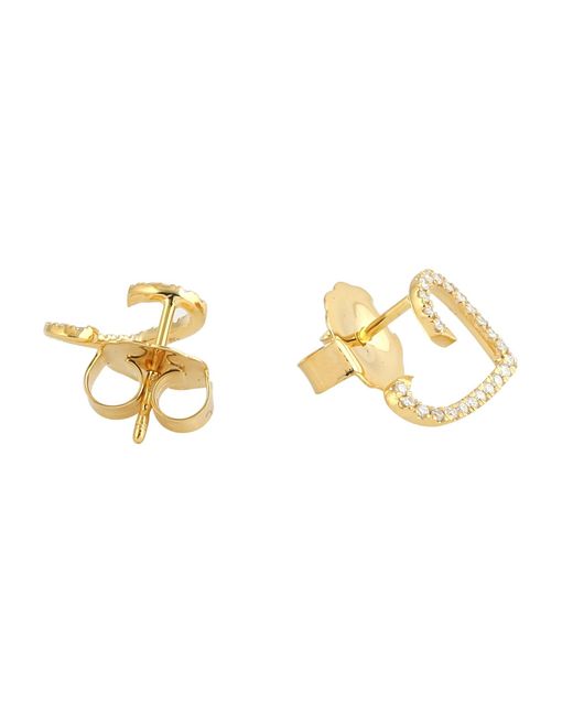 Artisan Metallic Diamond Open Heart Stud Earrings