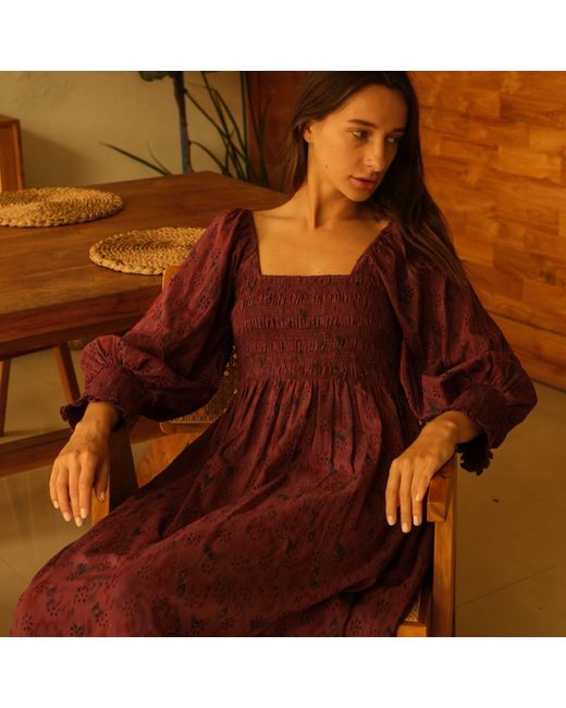 Em & Shi Red Berry Smocked Dress