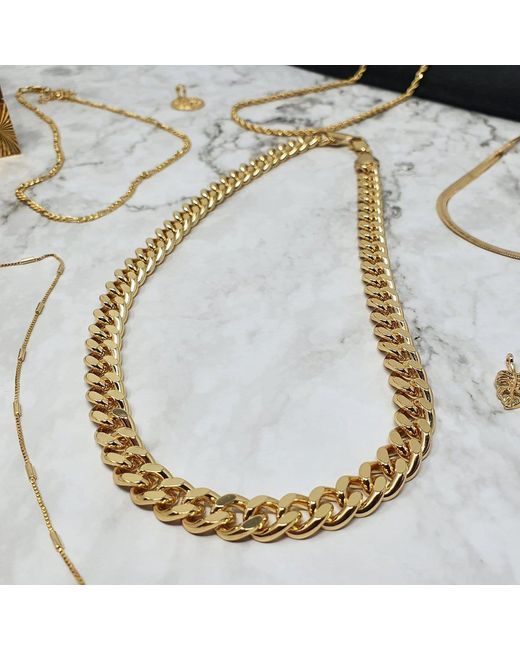 Harfi Metallic Plated Miami Chunky Cuban Chain Necklace