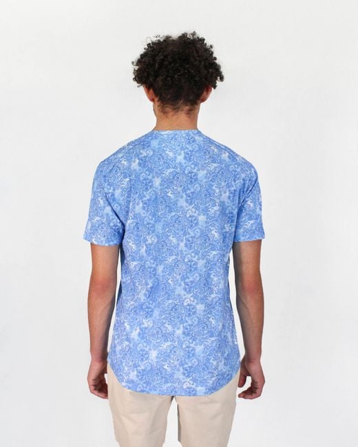 Lords of Harlech Blue Maze Paisley Wave Shirt for men