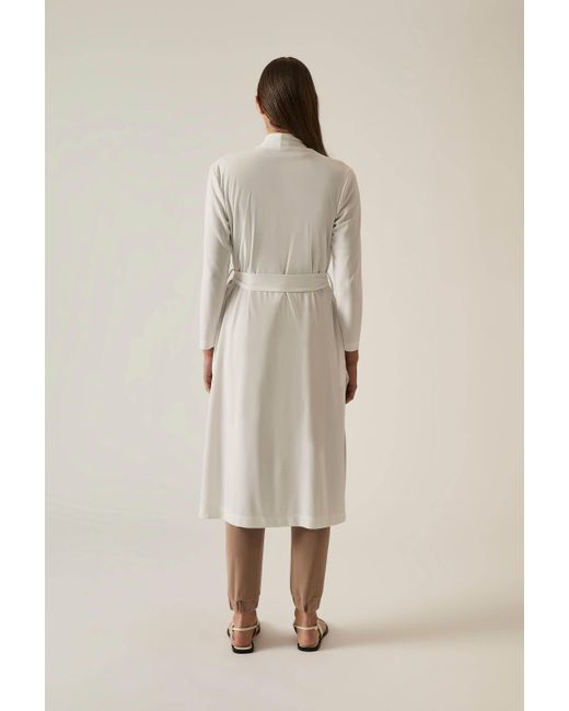 James Lakeland White Long Wrap Jersey Cardigan