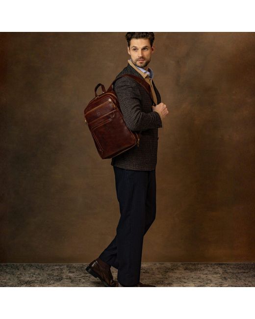 Time Resistance Red Large Leather Backpack for men