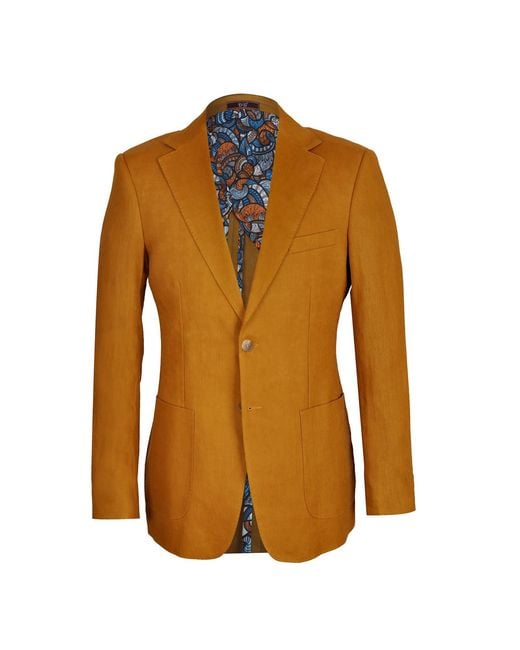 DAVID WEJ Brown Hugo Linen Single Breasted Blazer for men