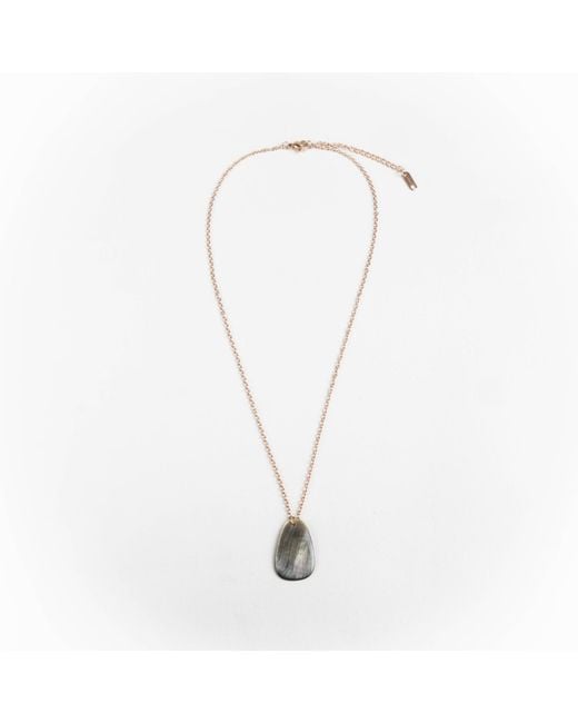 LIKHÂ Metallic Mother-Of-Pearl Trapezoid Necklace With Rose Chain