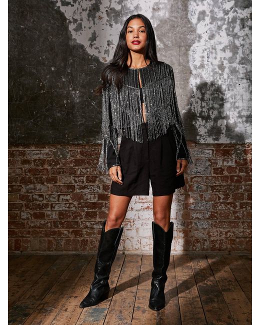 Rose & Nancy Black Scarlett Fringe Jacket