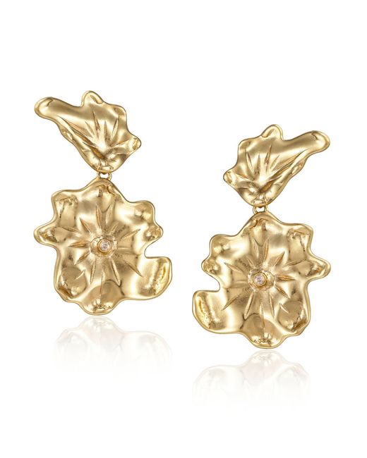 Rare Matters Jewelry Metallic Golden Flora Statement Earrings