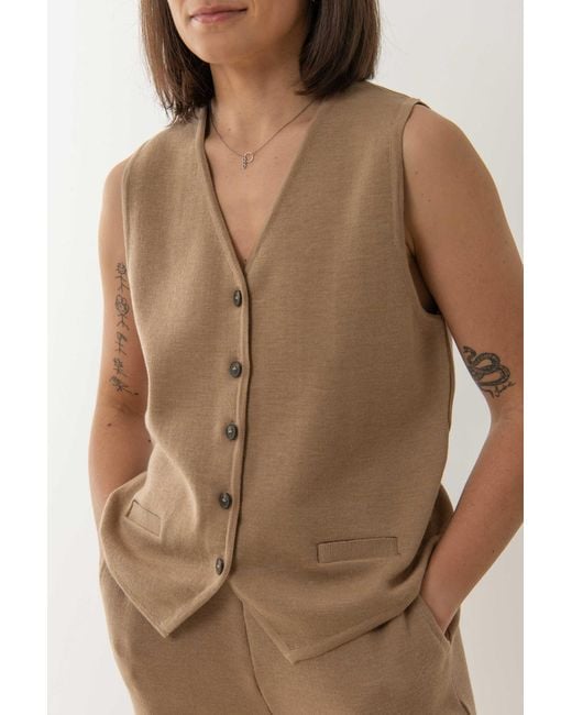 SALANIDA Natural Neutrals Galante Knitted 100% Merino Waistcoat