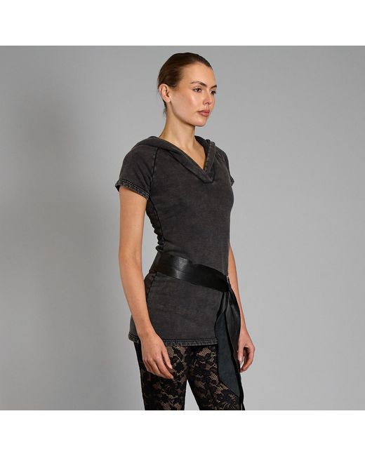 Love and Nostalgia Black Taylor Hooded Cotton Fleece Dress