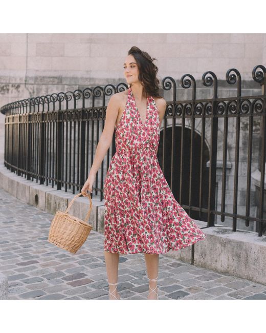 Palingénésie Red Caroline Floral Dress