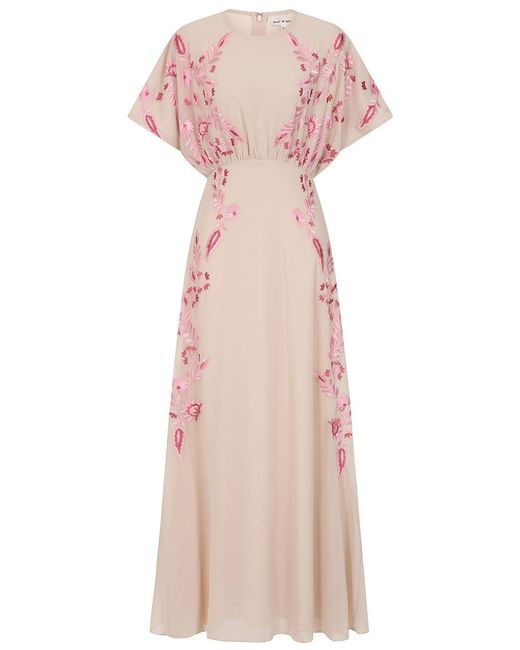 Frock and Frill Pink Neutrals Sienna Shell Floral Embroidered Maxi Dress