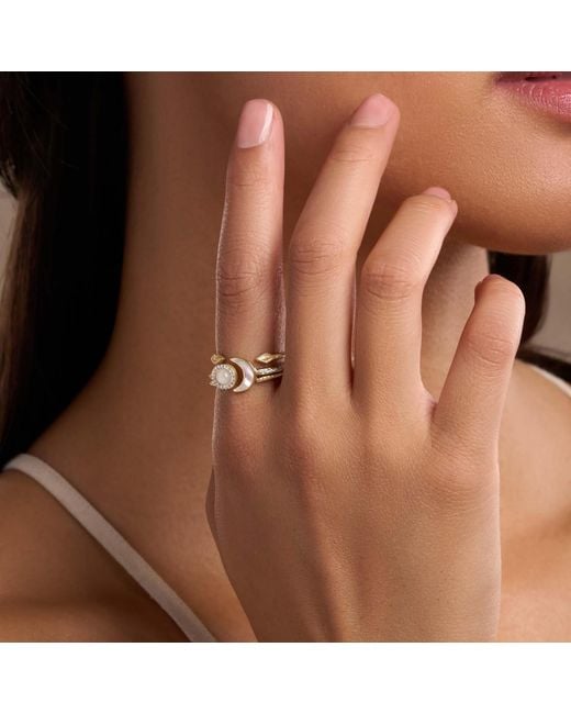 Karma and Luck Metallic Lunar Brilliance Moonstone Moon Ring