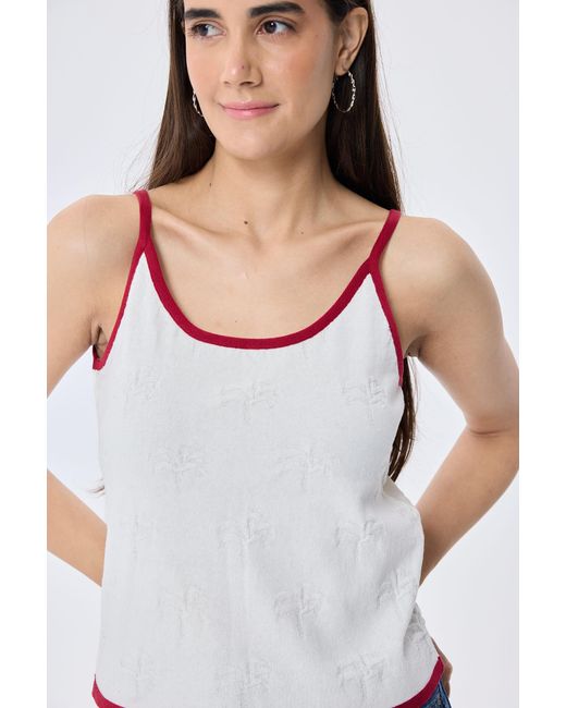 Peraluna Pink Desert Palm Palm Patterned Knit Strapped Top