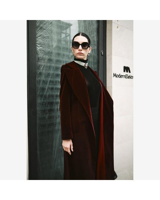 Roqaia Fashion House Red Burgundy Velvet Jacket