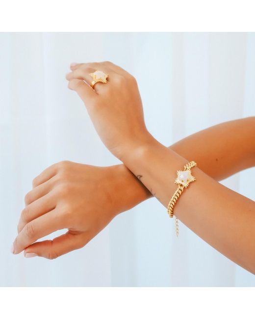 Luna Charles Metallic Willa Moonstone Spiky Star Bracelet