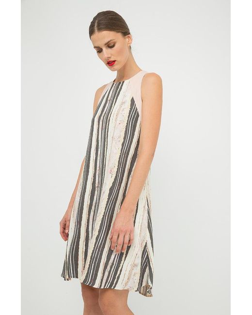 Conquista White Summer Striped A Line Dress