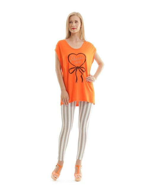 Conquista Orange Oversize Print Tee