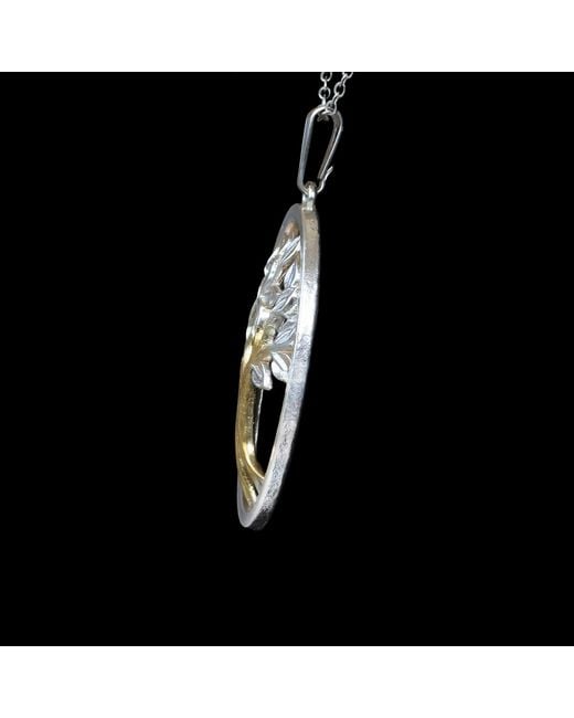 Simon Kemp Jewellers Metallic Domed Tree Of Life Pendant Eighteen Carat On Solid Sterling