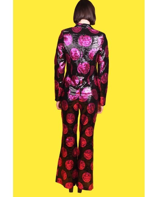 Any Old Iron Purple Smiley Sequin Trousers