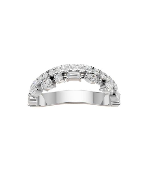 Aya Fine Jewelry Metallic Mixed Shape Lab Diamond Curved Wedding Band