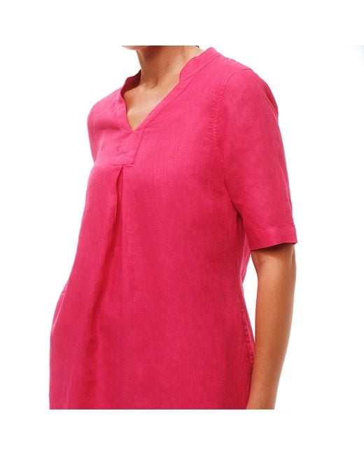 Haris Cotton Natural Neutrals Linen Dress With Notched Neckline Beach Sand