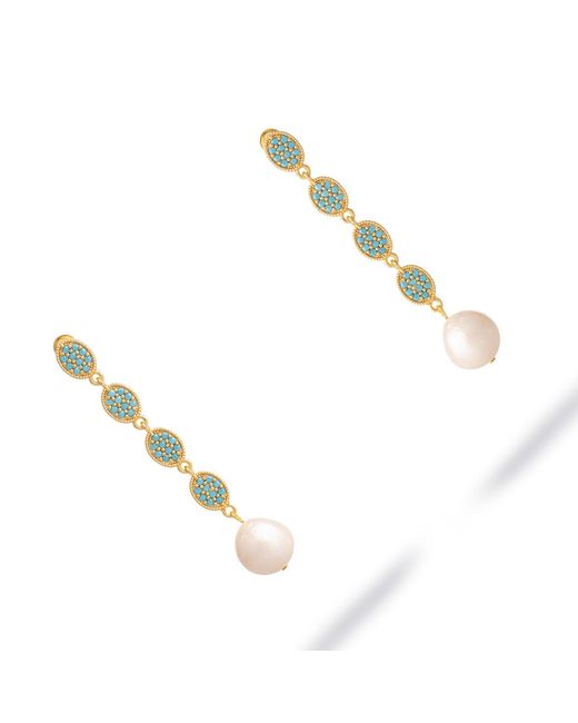 Ebru Jewelry White Harmony Pearl Dangle Earrings