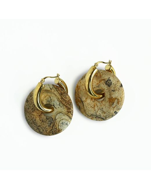 Edgar Navarro Jewelry Green Neutrals Edgar Navarro Picture Jasper Hoop Earrings