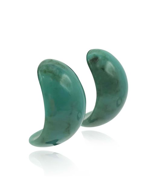 Michael Nash Jewelry Green Merrie Marbled Resin Semi Hoop Clip On Earrings