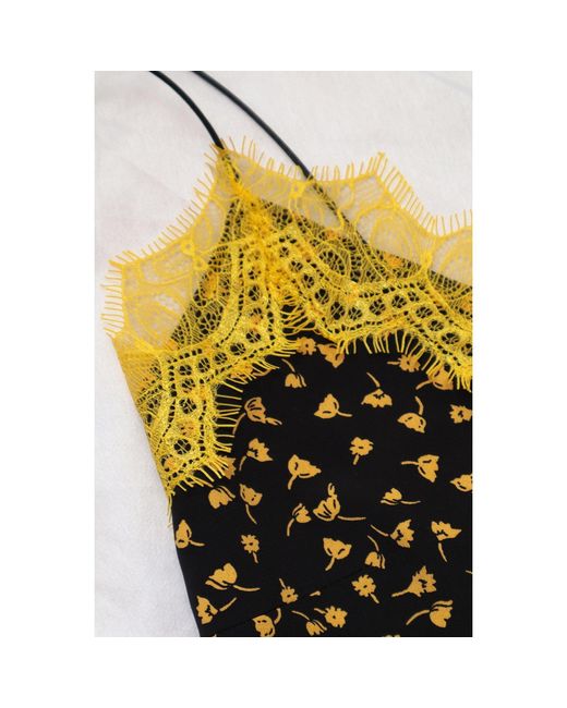 2KStyle Black Birke Corded Lace-Trimmed Floral-Print Camisole