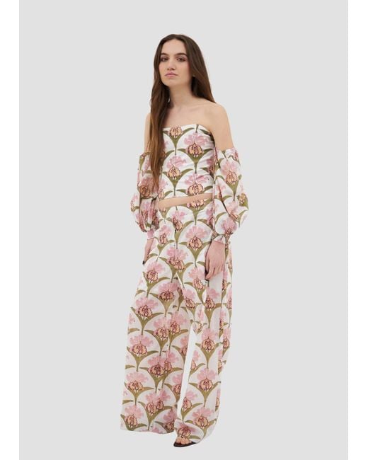 Manuela Cabrales White Vexillaria Block Print Top
