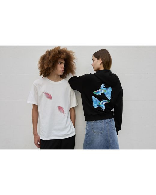 Sour Figs White Maomao Fish Duo Print T-Shirt
