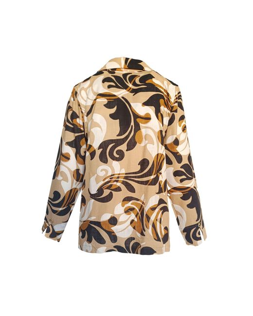 Haris Cotton Natural Printed Linen Blend Jacket With Buttons- Opulent