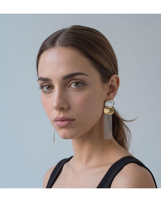 Uchi and Soto Metallic Enso Mixed Metals Chain Tassel Earrings