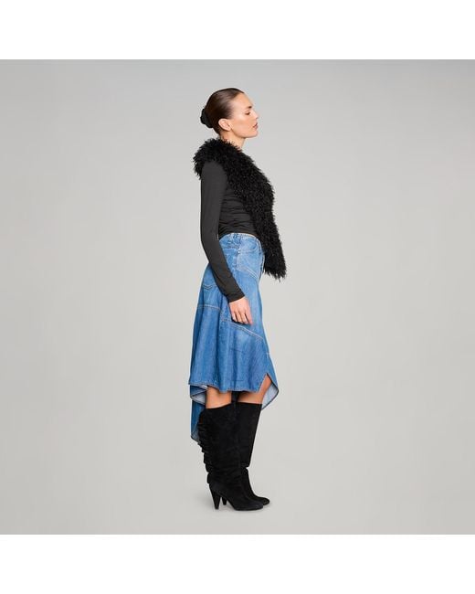 Love and Nostalgia Blue Little Wildflower Denim Midi Skirt
