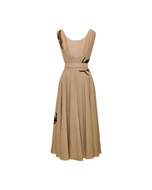 ALINA CERNĂTESCU Natural Neutrals Argus Embroided Dark Linen Dress