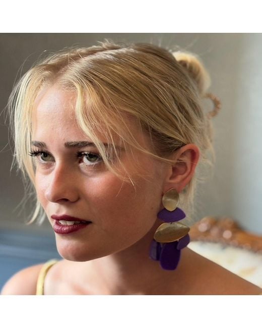 Michael Nash Jewelry Purple Danielle Amethyst Resin And Worn Pierced Earrings