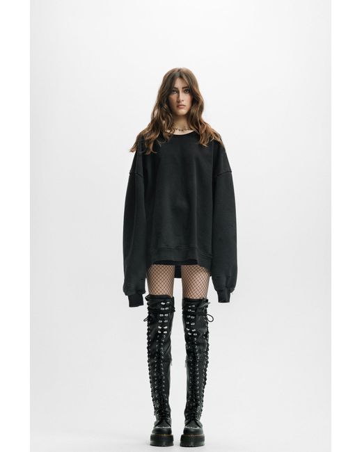Galleriadele Black The Distressed Sweatshirt