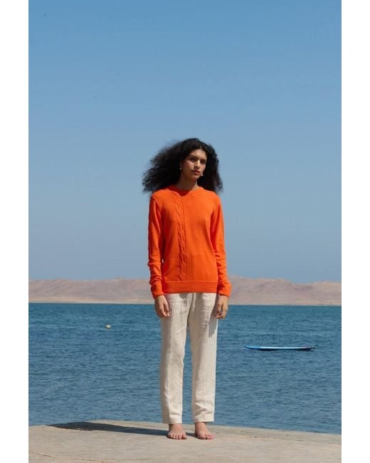 La Granni Orange Cable Crewneck