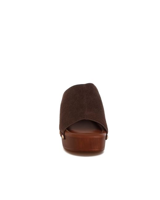 Rag & Co Brown Masaki Soft Suede Leather Wooden Clogs