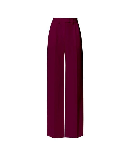 Angelika Jozefczyk Purple Burgundy High-Waisted Wide-Leg Trousers Sanremo