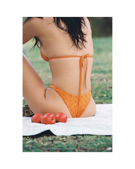 Blackbough Swim Orange Billie Halterneck Top Caramel Eyelet